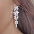 CAOSHI High Quality Flowers Design Cubic Zirconia Long Hanging Earrings for Bride Wedding Fashion Jewelry Pendant Earrings Women
