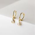 925 Sterling Silver Huggies Pendant Earrings with Sweet Water Drop Zircon Gold Plated Wedding Party Hoop Charm Jewelry for Women