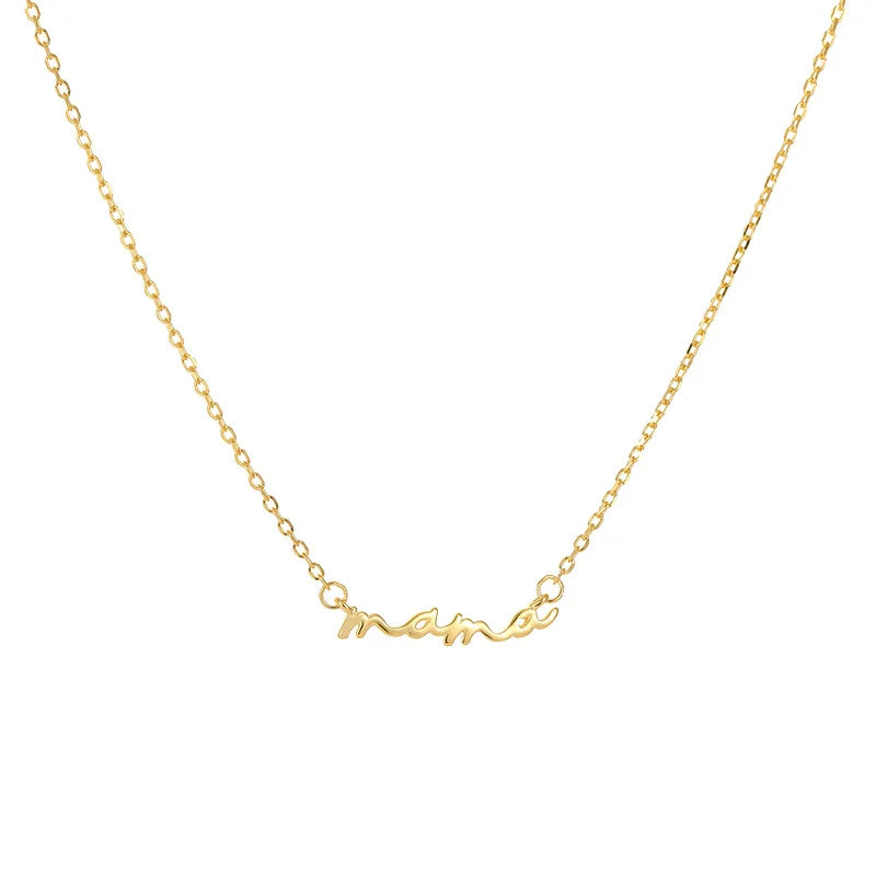 Fashion Minimalist Jewelry 925 Sterling Silver Mum Necklaces Letter Mama Charm Gold Plated Necklaces Women Mother's Day Gift