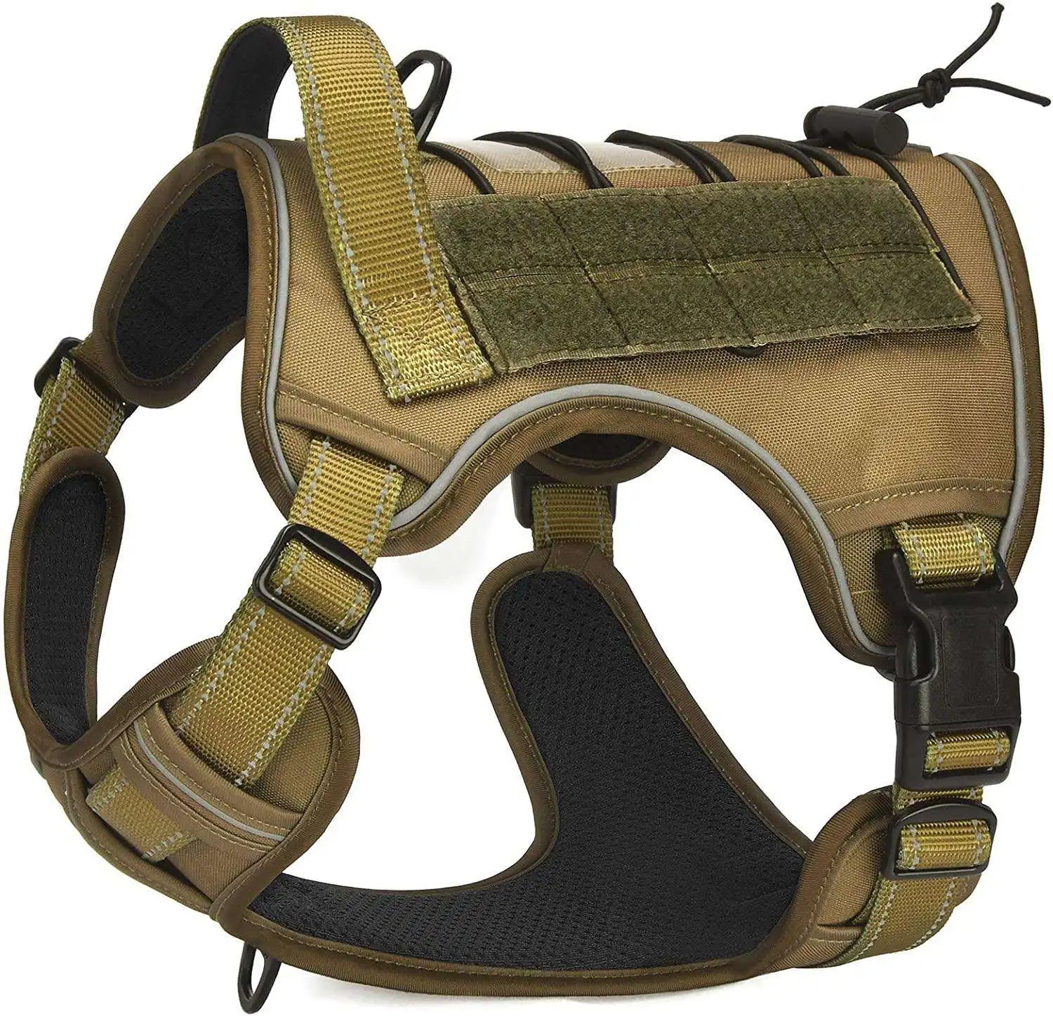 Dog Harness No Pull Reflective Solid Nylon Leather Polyester Rubber Tactical Vest Sturdy Front Handle Leash Clip Breathable