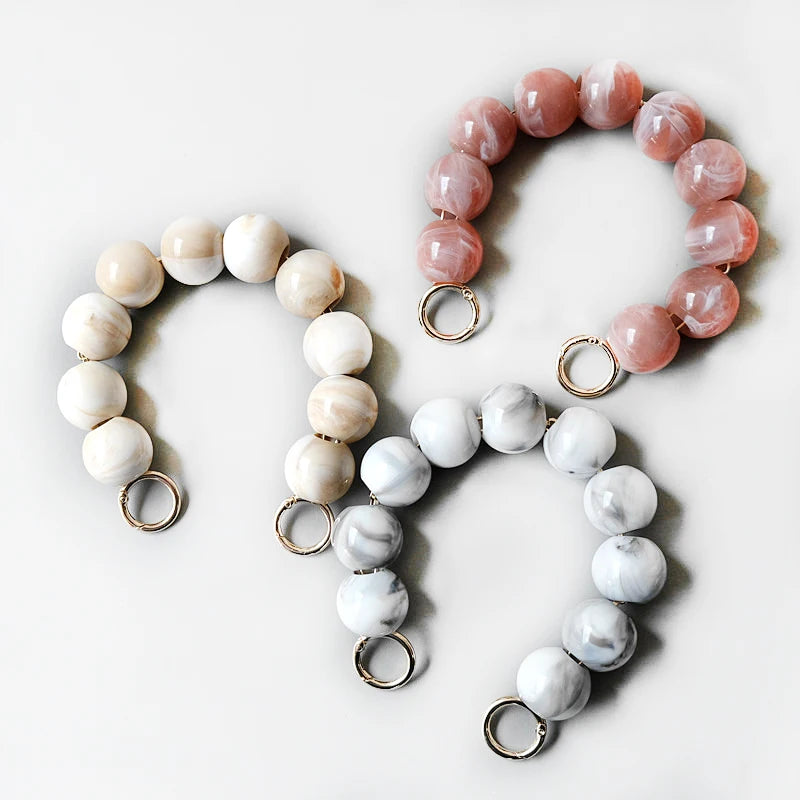 Meetee B-C093 Girls Purse Handle Strap Color Bead Resin Bag Chain for Lady Handbag Accessories Fashion Acrylic Beads Bag Chain