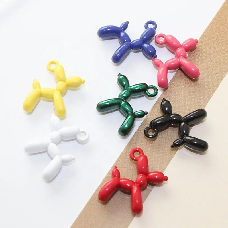 Hot Selling Enamel Alloy Ballon Dog Charm Pendant Candy Color Painted for DIY Bracelet Mobile Phone Pendant Jewelry Accessories