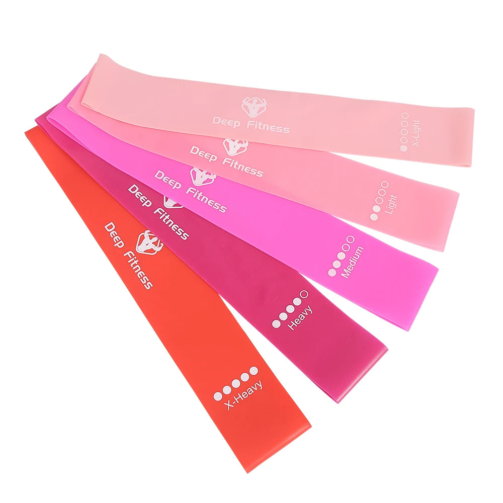 DEEP Fit TPE Resistance Band Set Latex-free Fitness Exercise Loop Bands of 5 Levels With Instruction Paper and Bags