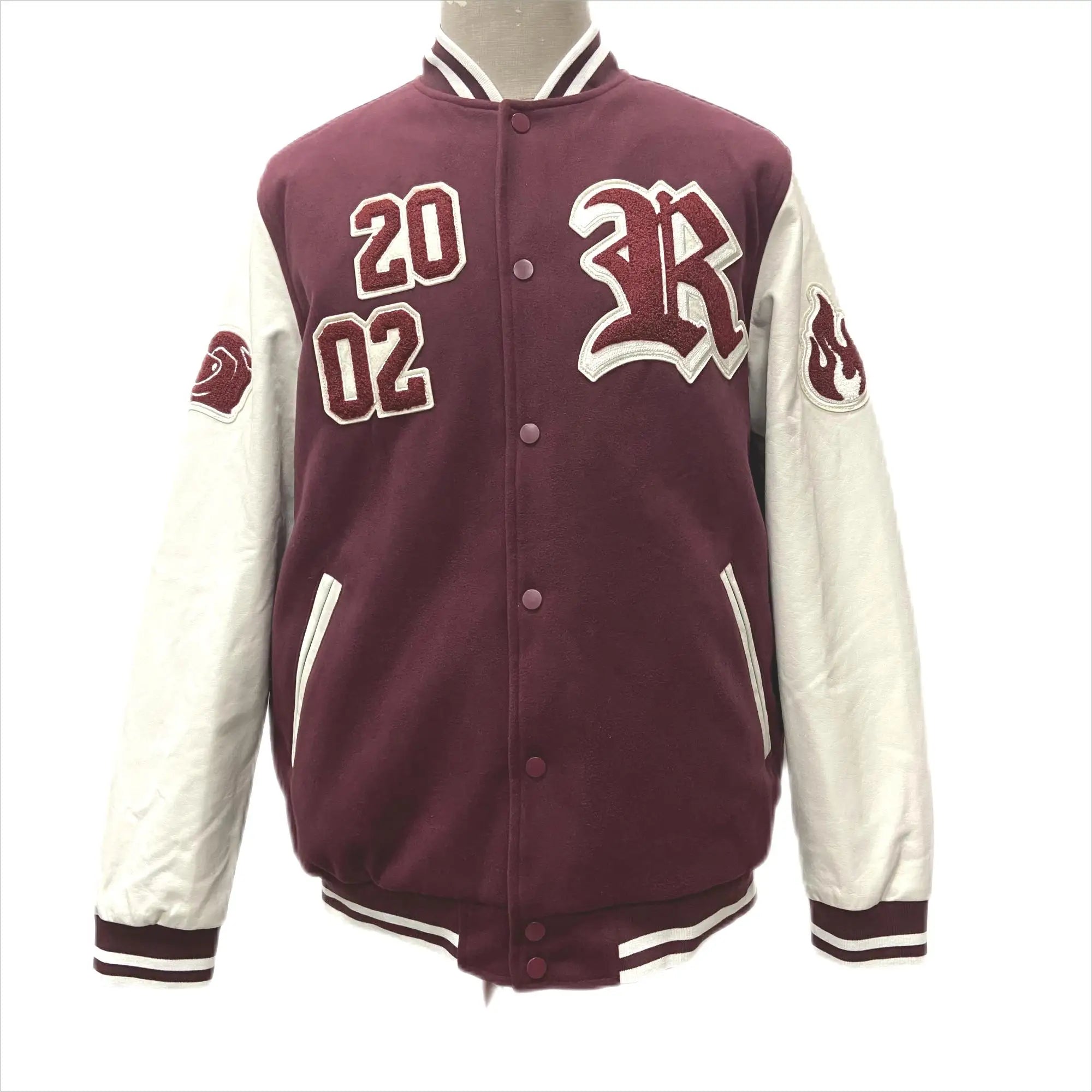 Classic Bomber Jacket Unisex Wool Baseball Jacket Outdoor Sports Warm Windproof Breathable Embroidery Patch Varsity