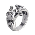 New Style Adjustable Jewelry Vintage 925 Silver Plated Cute Cat Ring for Women Holiday Gift