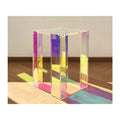 Modern Square Acrylic Coffee Table Rainbow Iridescent Decorative Bedside Desk for Living Room Tea Table Furniture