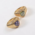 Hot Sale 18k Gold Plated Stainless Steel Women Fashion Dainty Jewelry Heart Shape Cubic Zircon Cz Bread Ring
