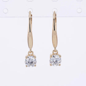 Custom 1000 Diamond Solid Gold Romantic Moissanite Earrings With 5mm DEF Ruby Stone for Anniversary Wear
