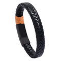 Personalized Men's Luxury Stainless Steel Cuff Bracelet with New Design Buckle Leather Jewelry for Fashion Accessory