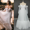 8867#A-Line Wedding Dresses Puffy Pleated Boho Strapless Soft Tulle Elegant Pleated Wedding Bridal Gown Bridal Gown Dress