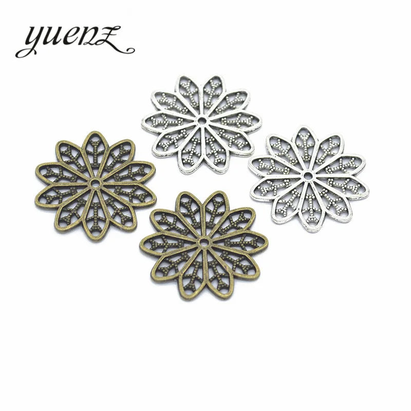 YuenZ Alloy Flower Charms Antique Silver Color Pendants Jewelry Findings for DIY Handmade Jewelry Making 26*26mm Q115