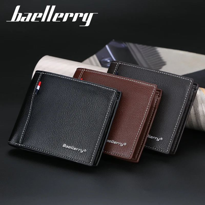 Baellerry  High Quality Custom Short Design Business Leather Mens Wallet Pu  Leather Wallets Men