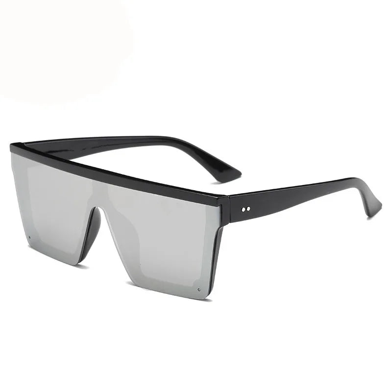 Designer Male Flat Lens Top Sunglasses Men Brand Oversize Square Shades One Piece Sun Glasses MegaBDM