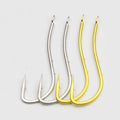 Jingcheng YG003 White Gold Red Bulk Double Backstab Barbed Long Handle Fish Hook Worm Bait Sea Fishing