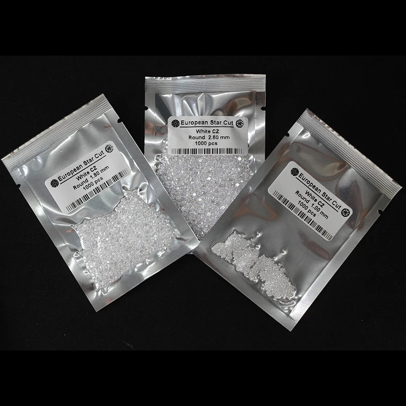 Small Size Cubic Zirconia 1-3mm White Color Cz Stones for Silver Jewelry