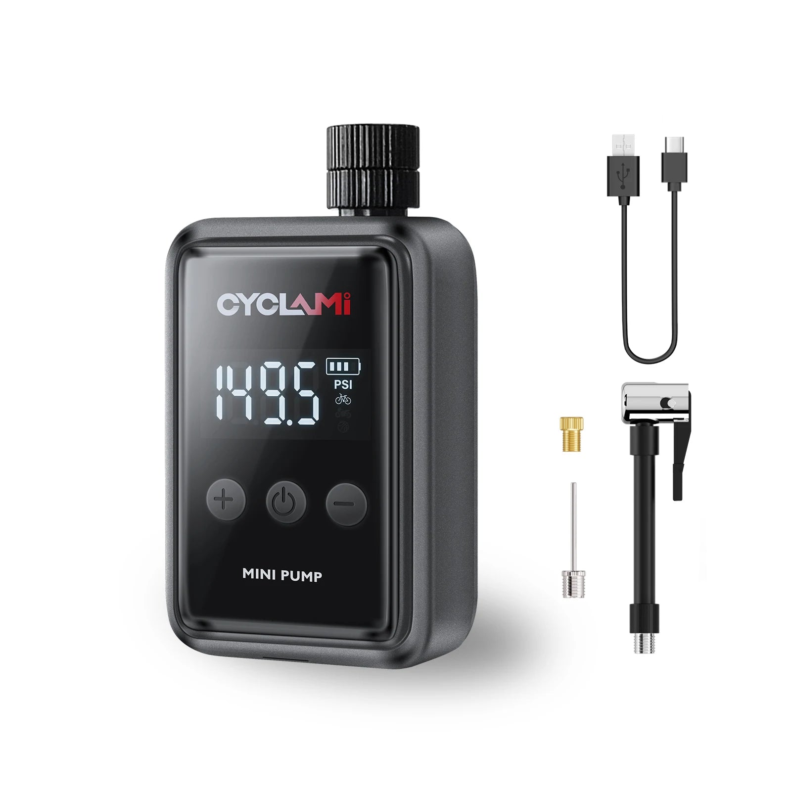 Tire Inflator Portable Air Compressor Electric Bicycle MTB Road Bike Ball Pump with Digital Pressure Gauge Cordless Mini Pump