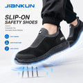 JIANKUN Lightweight Comfortable Fly-knitting Anti-Static Anti-Impact Safety Shoes Flexible Non-slip PU Work Shoes for Summer