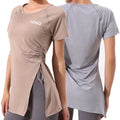 Loose Yoga Shirt Solid Color Short-Sleeved Women Quick-Drying Fitness Clothes Running Slimming Tops Exercise T-Shirts GYM Wear