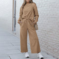 New Fashion Oversized Brown Jumper Sweater 100% Cotton Streetwear Crewneck Embossed Hoodie Set for Women Plus Size Winter