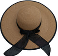 WoZhen Summer Foldable Bow Ribbon Woven Cap Ladies Fashion Straw Hat Big Brim