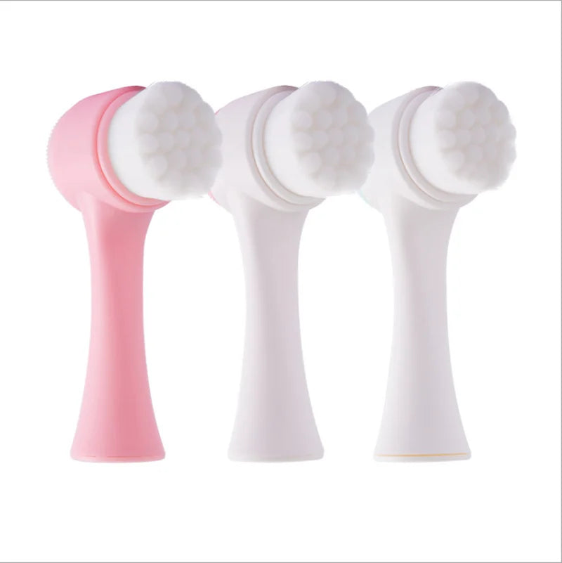 Hot Selling Superfine Fibre Soft Facial Brush Deep Pore Cleansing Brush Nylon Face Washing Brush with Long Handle