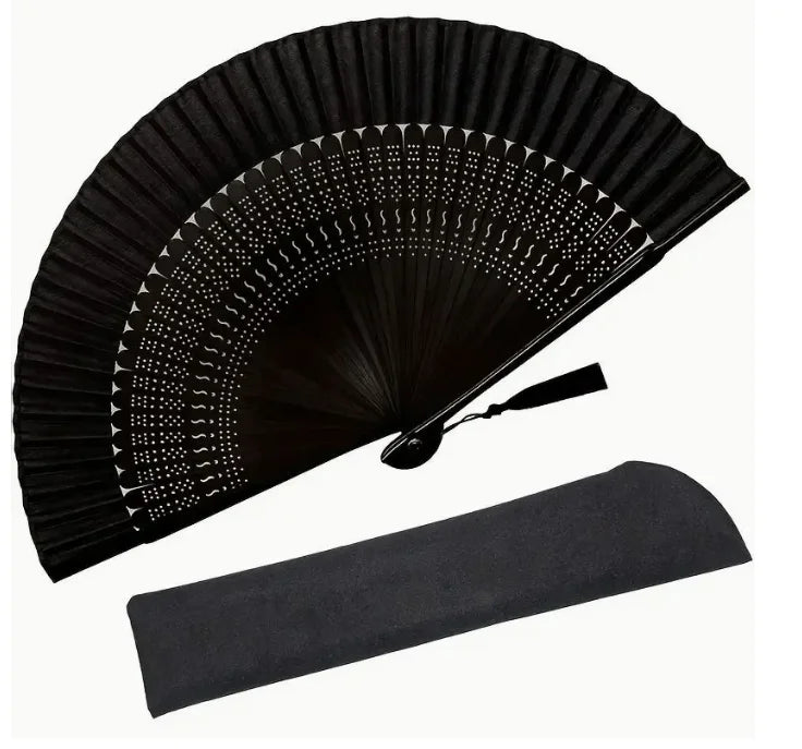 Classic Models Ancient Style Fan Black Plain Folding Fan Chinese Ancient Style Advertising Folding Fan