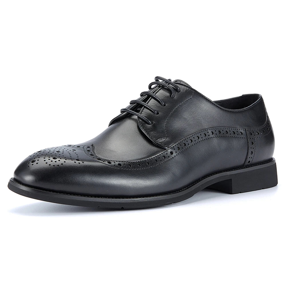 Italian Vintage Men's Dress Shoes Genuine Leather Derby Casual Durable Cushioning EVA Official Driving Shoes Autumn Embroidered