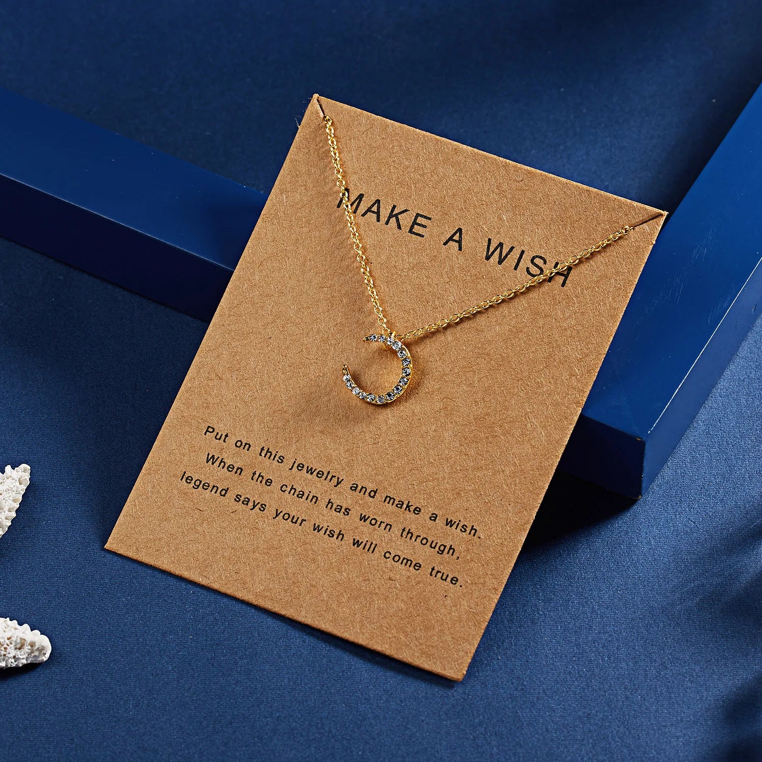 18K Gold Rhinestone I Love You to the Moon and Back Jewelry Necklace Gift for Lover Girl Friend Crescent Moon Necklace
