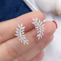 CAOSHI Fashion Trend Brass Jewelry 3A Cubic Zirconia Crystal Rhinestone Leaf Shaped Stud Earrings for Women Wedding Earring