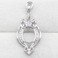 Sterling Silver 14*19mm Semi Mount Pendant Empty Support Blank Claws Setting S925 Base Holder Without Center Stone for DIY Inlay