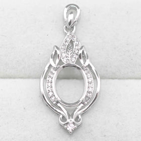 Sterling Silver 14*19mm Semi Mount Pendant Empty Support Blank Claws Setting S925 Base Holder Without Center Stone for DIY Inlay