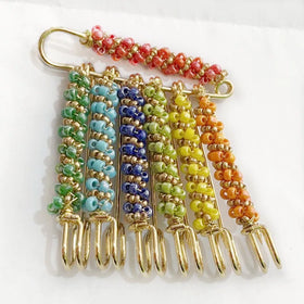 5.8cm Sweet Colorful Two Colors Matched Beads Brooch for Waist Collection Tool Jewelry Kilt Safety Pins Hijab Clips