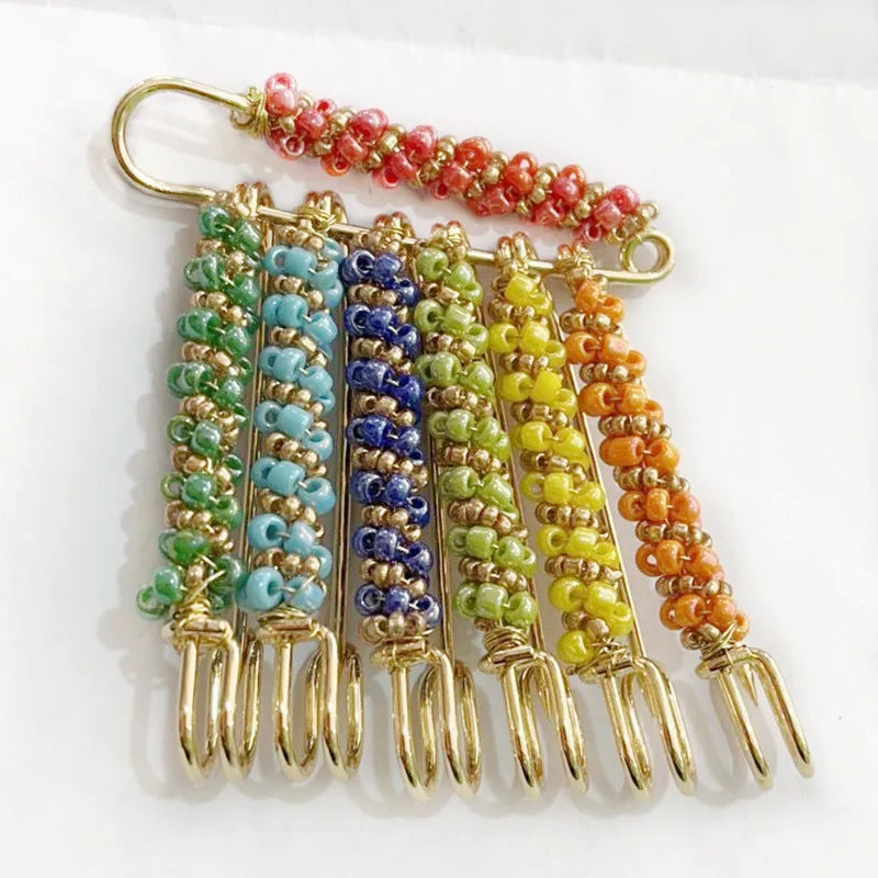 5.8cm Sweet Colorful Two Colors Matched Beads Brooch for Waist Collection Tool Jewelry Kilt Safety Pins Hijab Clips