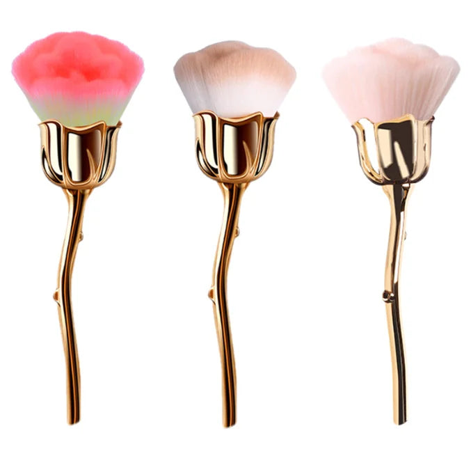 2023 Sunkin Super Soft Hot Sale Flower Shape Cosmetic Brush pink Gold Color Powder Brush Nail Dust Brush for Nail Salon