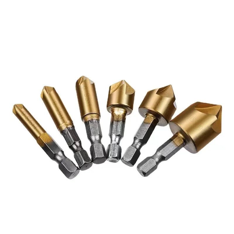 6PCS 5 Flute Countersink Drill Bit Set