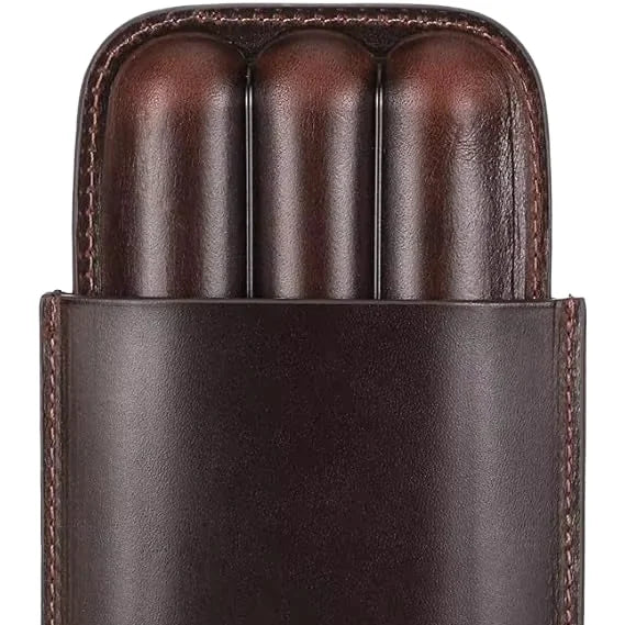 Portable MDF Wooden Cabinet Lacquer Technics Tube Storage Modern Retro Style Genuine Leather Men's Edition Cigar Humidor