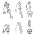14G Romantic Dangle 316L Stainless Steel Belly Button Rings for Women's Navel Piercing Jewelry-Wedding Engagement Gift