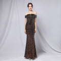 18763# Lady Elegant Banquet Annual Meeting Temperament Velvet Atmosphere Classic Letter Shoulder Fishtail Evening Dress