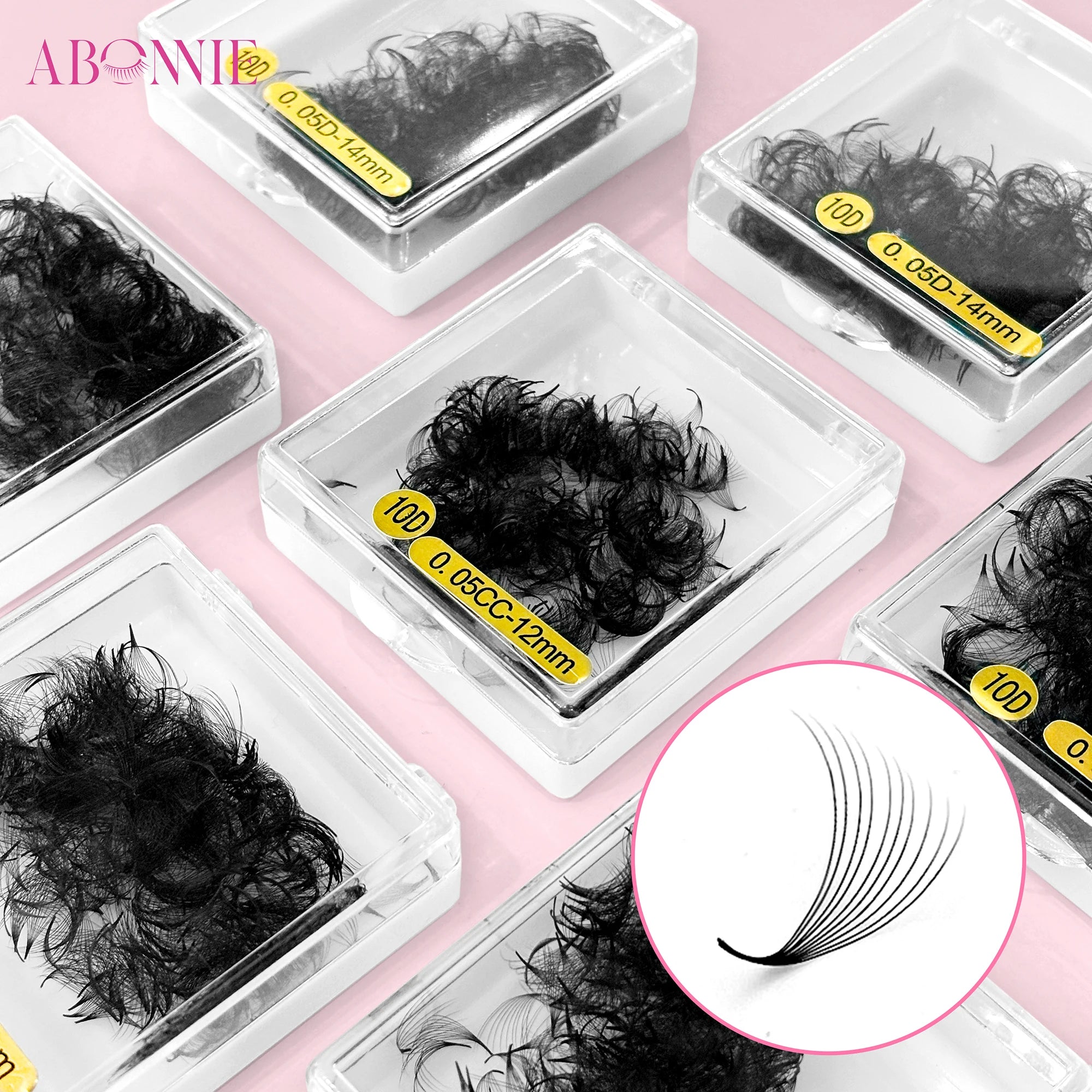 Abonnie Pointy Base 0.05 0.07 Heat Bonded Pro Made Eyelash Extension Loose Premade Volume Fans 10D 12D 14D Promade Fans