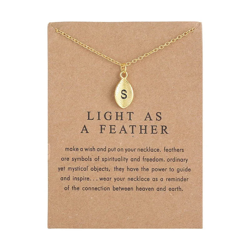 18K Gold Plated Graduation Birthday Gift Friendship Statement Alphabet Personalized Letters Initial Leaf Necklace for Women