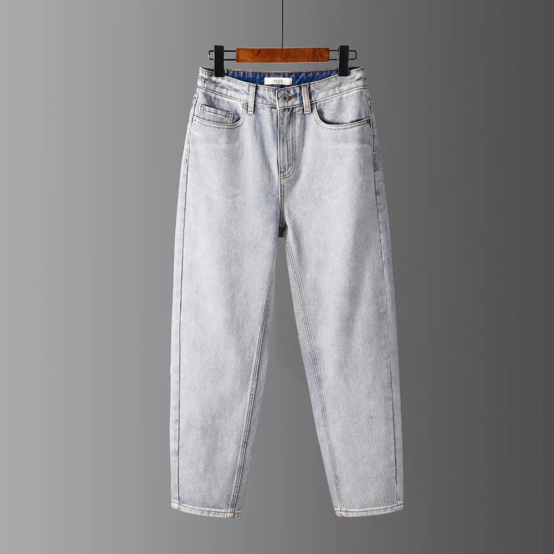 Wholesale Custom Design Fashion Casual Skinny Jeans for Women Light Blue Denim Harem Pants with Mid Waist for Summer