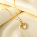 Tarnish Free 18k Gold Plated Stainless Steel Chokers Necklace Fashion Hypoallergenic Hollow Out Zircon Heart Pendant Necklace