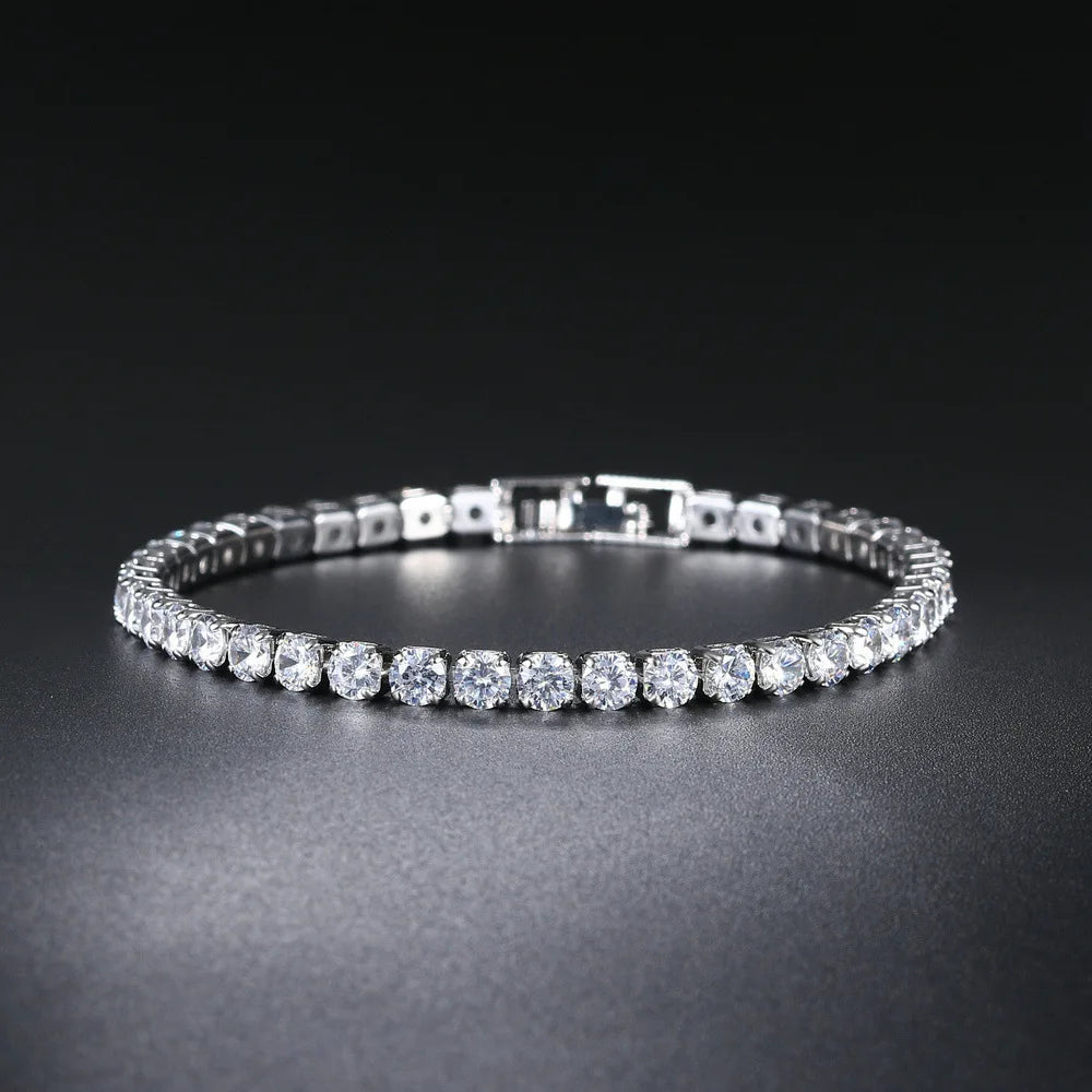 BINSHUO 4mm Brass Wholesale Iced Out Cubic Zircon Hip Hop Jewelry Silver Rose Gold Women Men Cz Tennis Bracelet
