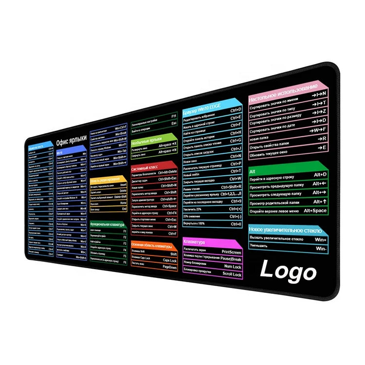 Shortcut Large Water Proof Mouse Pads Custom Gaming Mouse Pad Non-Slip Rubber Base Play Mats