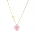 Europe Hot Selling Natural pink Agate Stone Pendant Jewelry pink Heart Stone Necklace Jewelry for Women