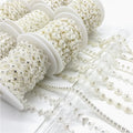 1 Yards Rhinestone Chain Pearl Crystal Jewelry Chain Sew on Trims Wedding Dress Costume Applique Jewelry Making DIY Accessories