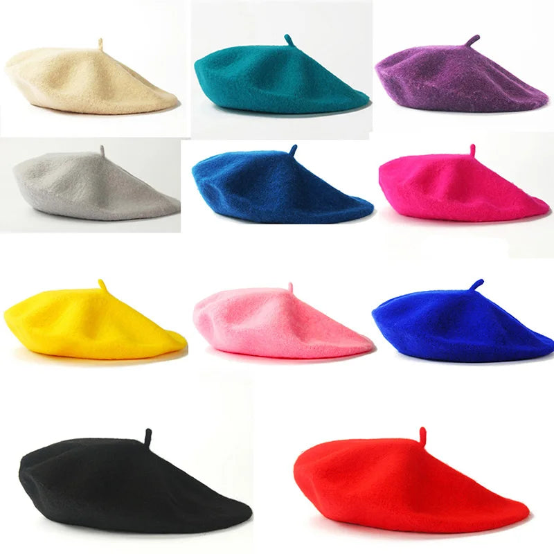 Wholesale Fashion High Quality 40 Different Color 100% Wool Beret for Women