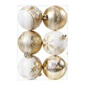 6 Pack 6cm Christmas Baubles  Assorted Gold/Red/Blue/Black Floral and Snowflake Pattern Ornament Balls for Holiday Decor