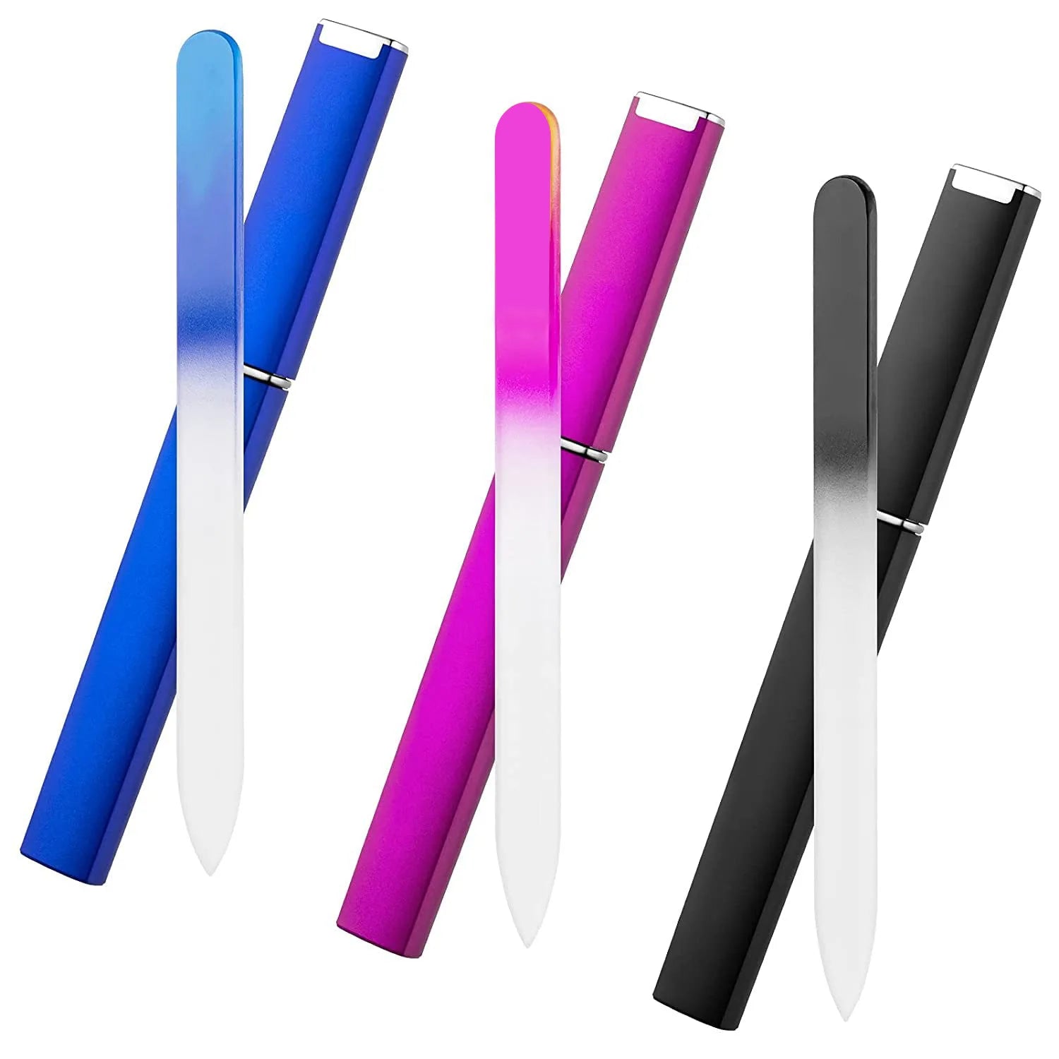 Wholesale Big Size Personalized Crystal Glass Nail File Polished Manicure Tools Sandblasted Glass Durable Nail File Set