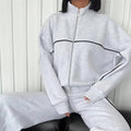 Wholesale Custom Fashion Casual Ladies Women Zip up 2 Piece Set Tracksuit Sweatsuits Set